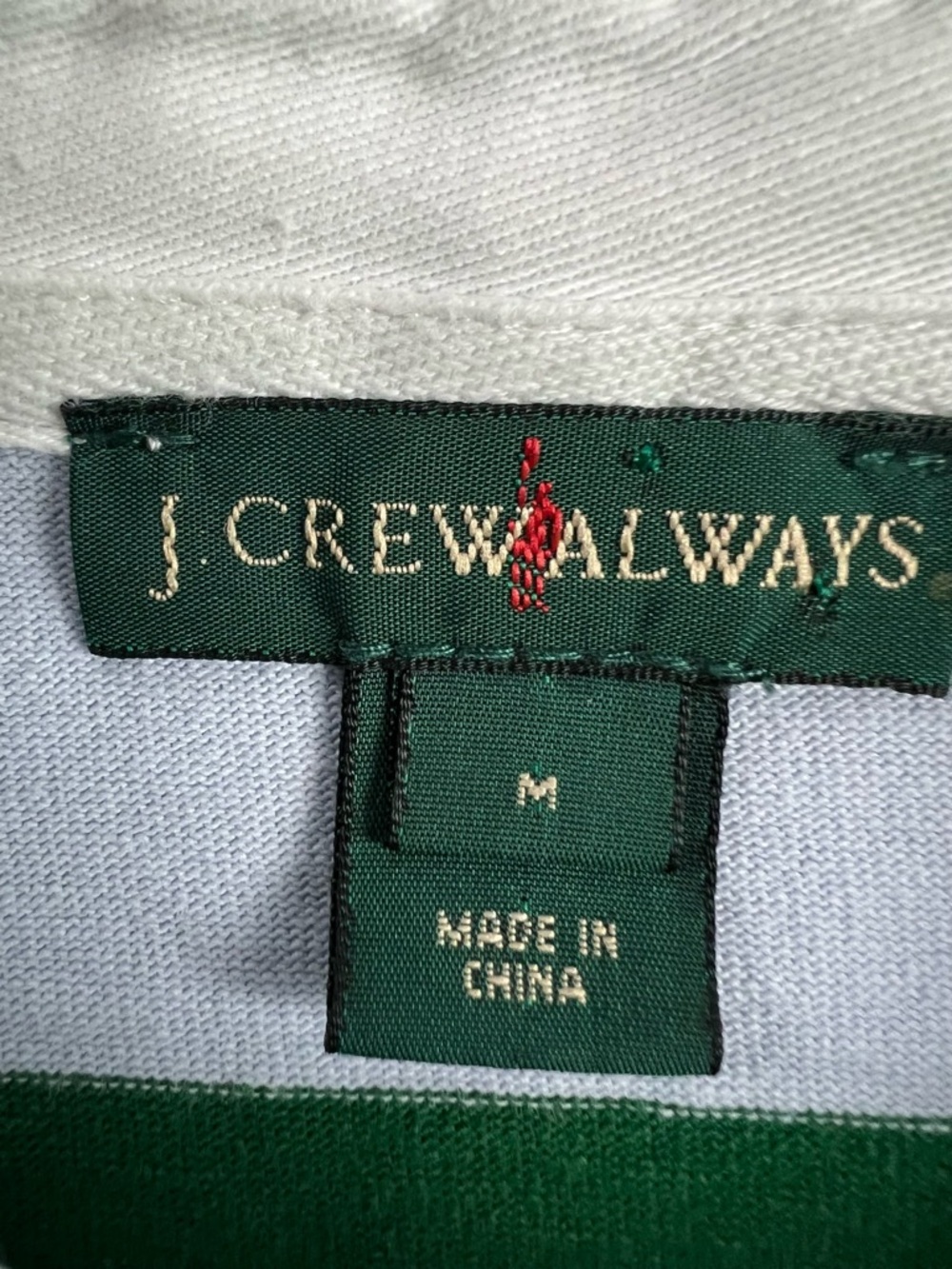J. Crew Always Green, Blue & White Long Sleeve Rugby Polo Shirt - Picture 4 of 11
